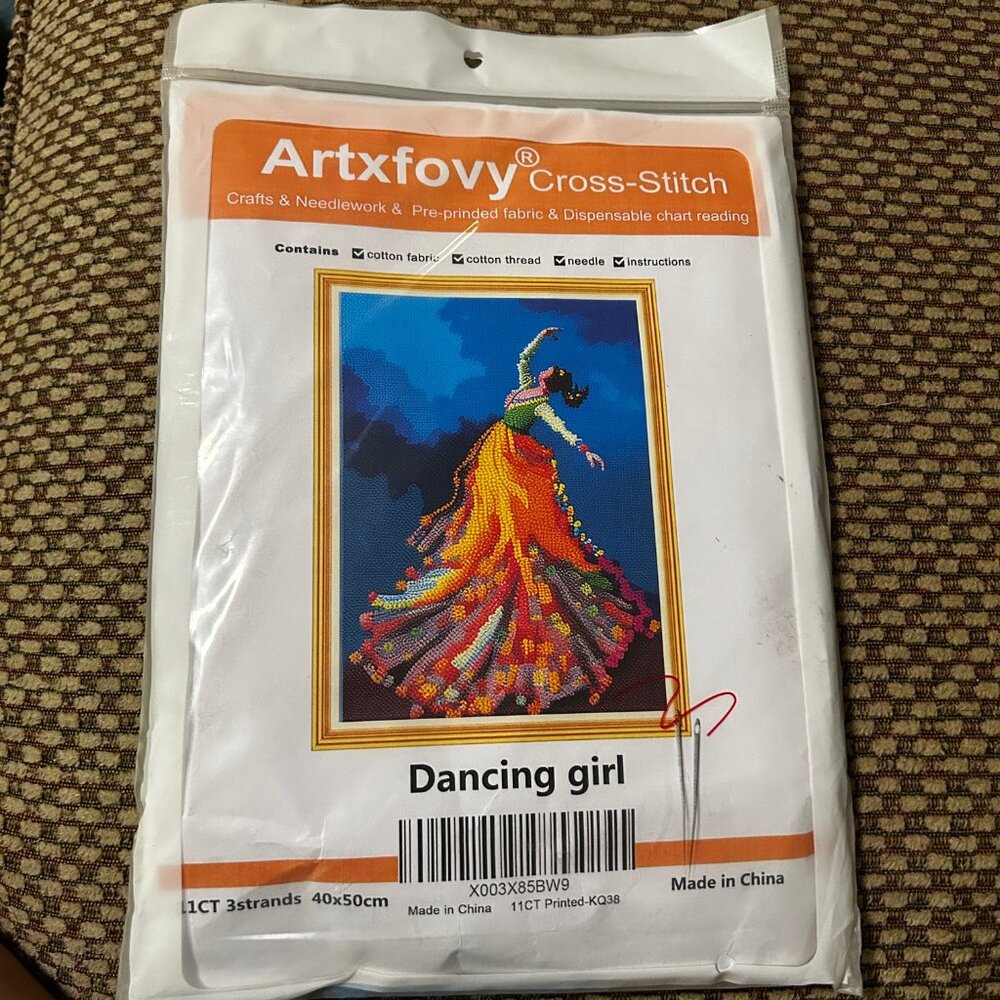 Artxfovy Cross-Stitch Kit – Dancing Girl Pattern (40x50cm, 11CT)